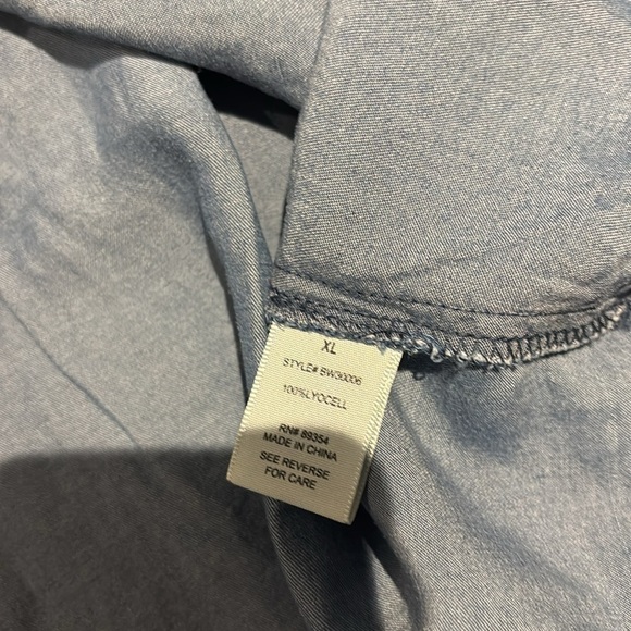 BADGLEY Mischka denim loose fit rhinestone pocket shirt Sz XL - Picture 6 of 11